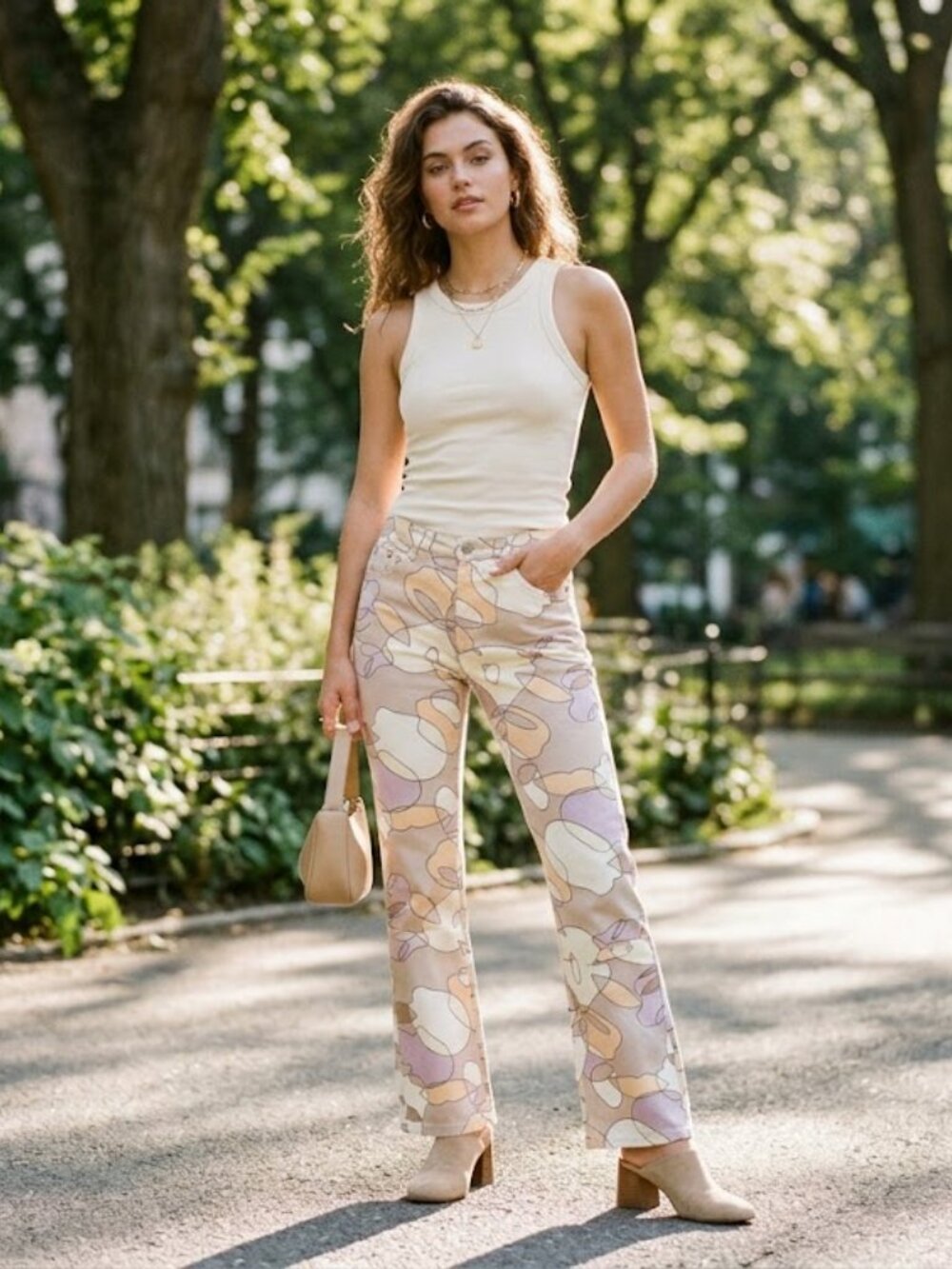 Express‎ Jeans Stretch Multicolor Print Bootcut